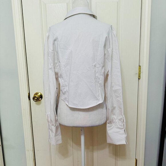 EMERSON LANG CROPPED BUTTON DOWN SHIRT WITH STRIPE TIE JUNIORS XL - Picture 3 of 9